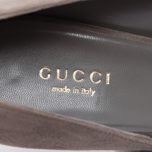 GUCCI Grey Suede Bow Peep Toe Pumps Size 36 US Regular price - Picture 7 of 13